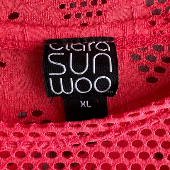 CLARA SUNWOO LASER-CUT ORANGE 3/4 SLEEVE LAGENLOOK HEM TUNIC TOP SZ XL - Picture 4 of 6